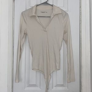 Abercrombie collar v neck long sleeve bodysuit